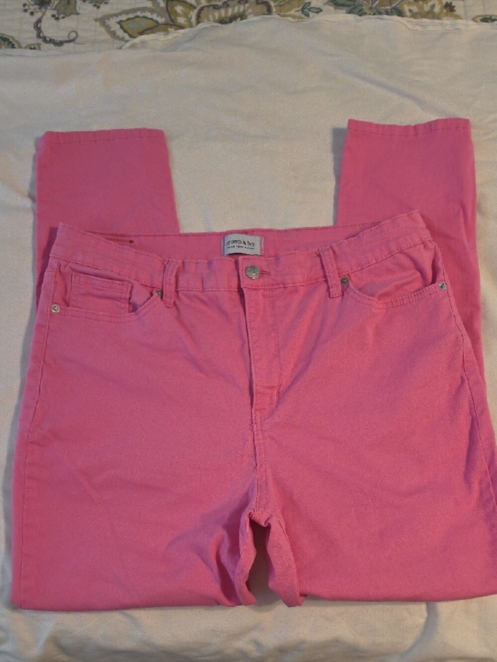 Bright Pink Women's Skinny Jeans - Crown & Ivy - Picture 2 of 4